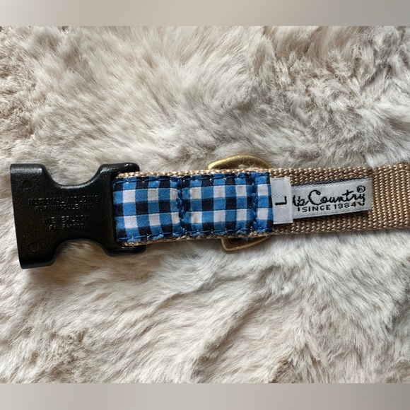 Up Country Blue Gingham Dog Collar Size Large - Picture 4 of 5